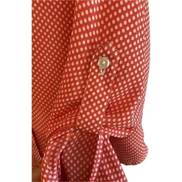 Outback Red Women's Redish Pink-Coral Polka Dot Blouse Size Medium Lightweight - Picture 3 of 8